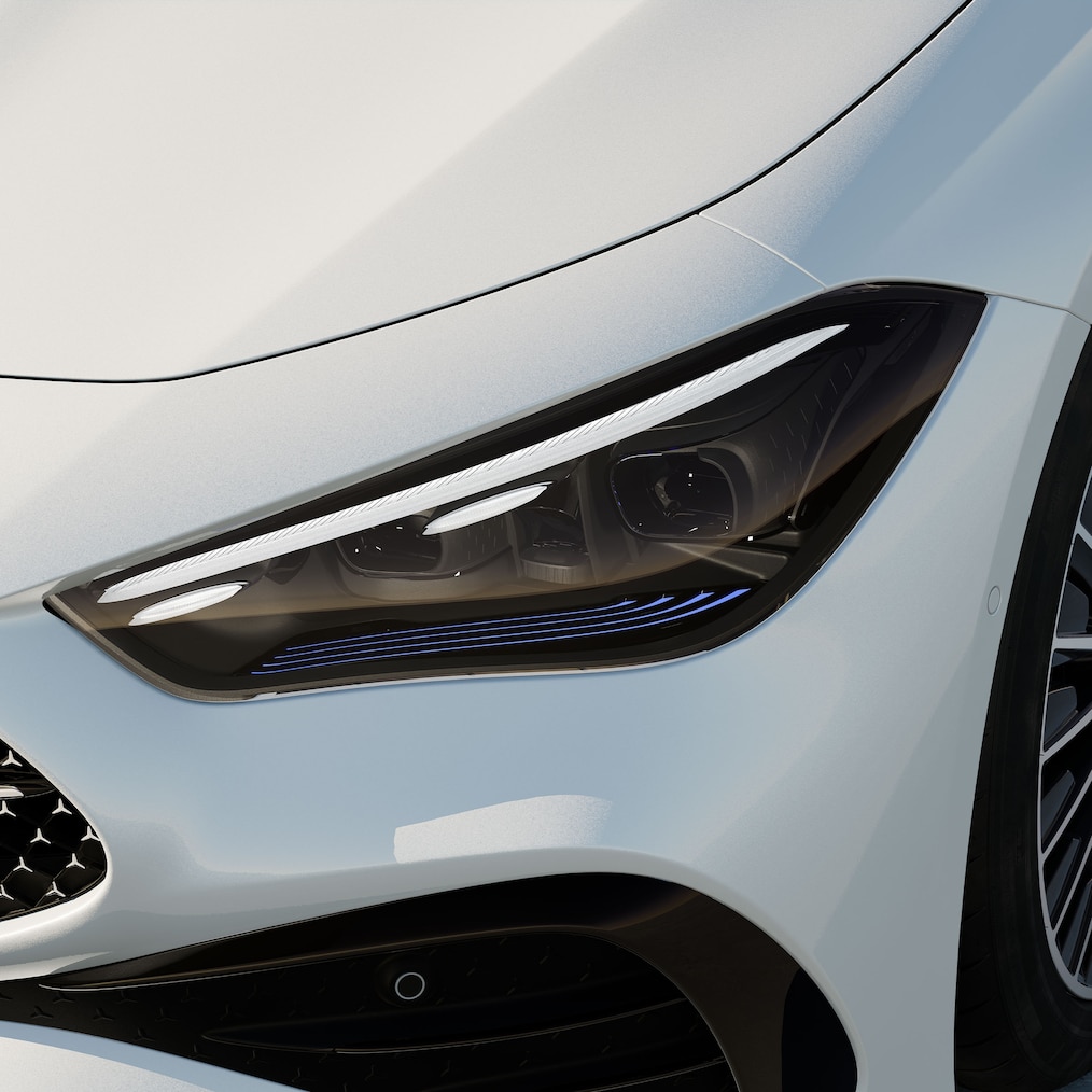 Mercedes-Benz CLE 敞篷車的 DIGITAL LIGHT 數位頭燈。