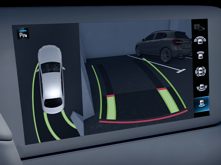 附 360° 攝影機的停車套件示意圖。