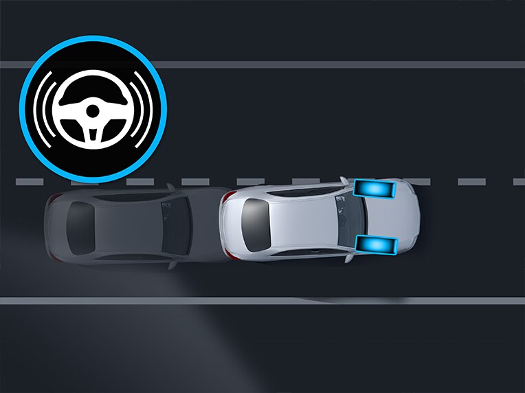 全新 Mercedes-Benz EQE 運動休旅車內的主動車道維持輔助圖示。