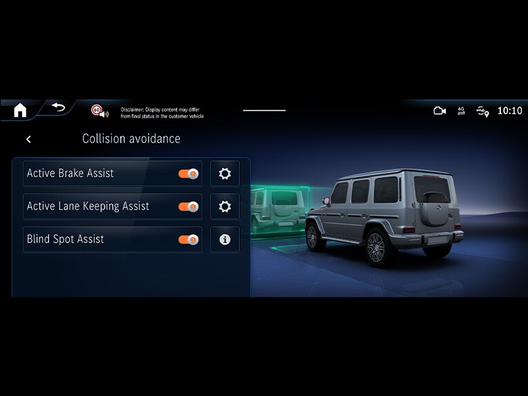 Mercedes-Benz 純電動 G-Class 的主動防撞輔助。