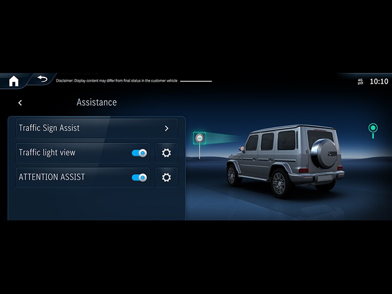 Mercedes-Benz G-Class 的交通號誌輔助系統。