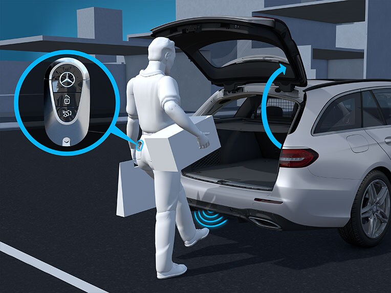 Mercedes-Benz GLC 轎跑車中的 HANDS-FREE Access 感應啟閉功能。