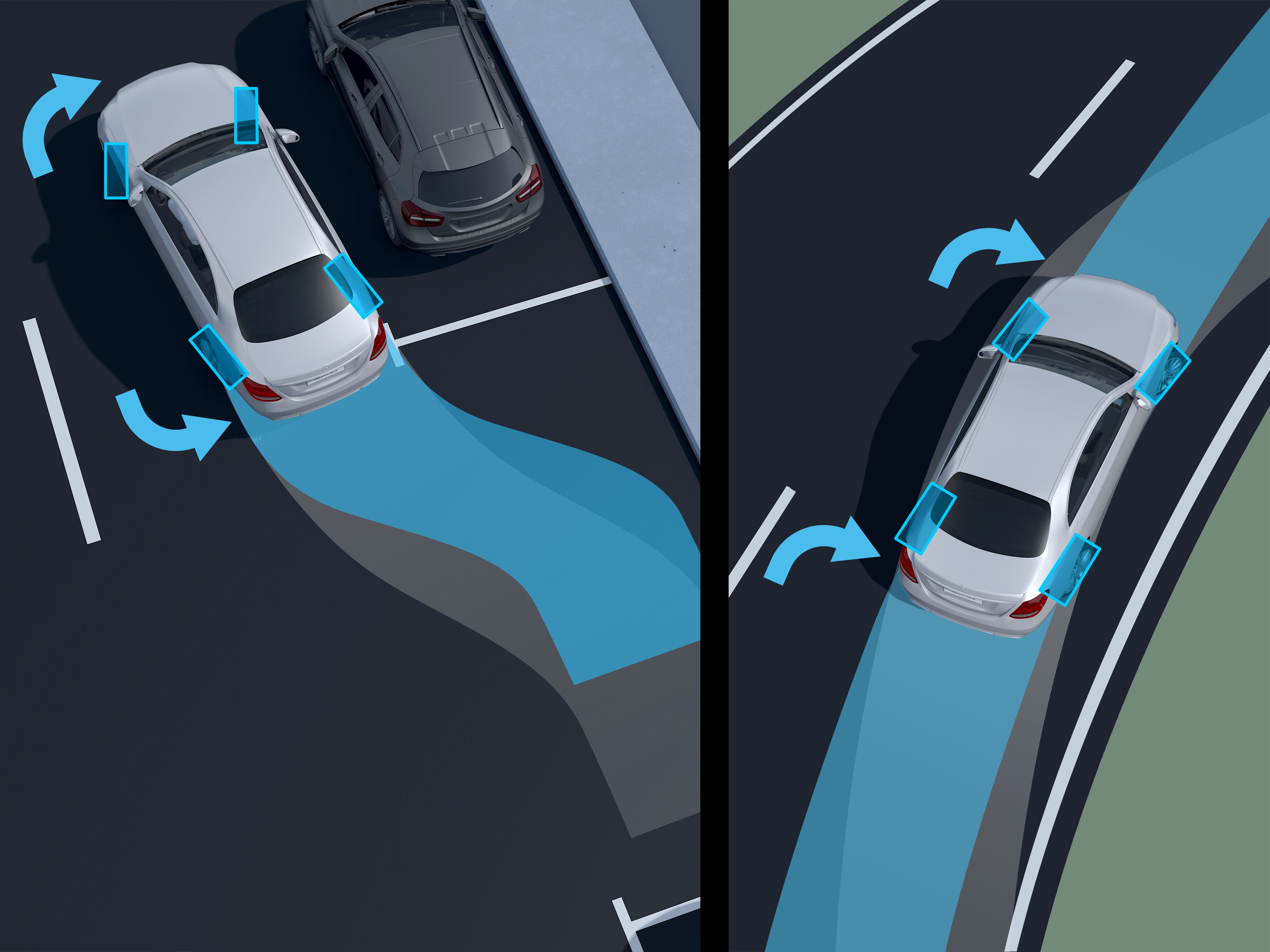 全新 Mercedes-Benz EQE 運動休旅車的後軸轉向系統。