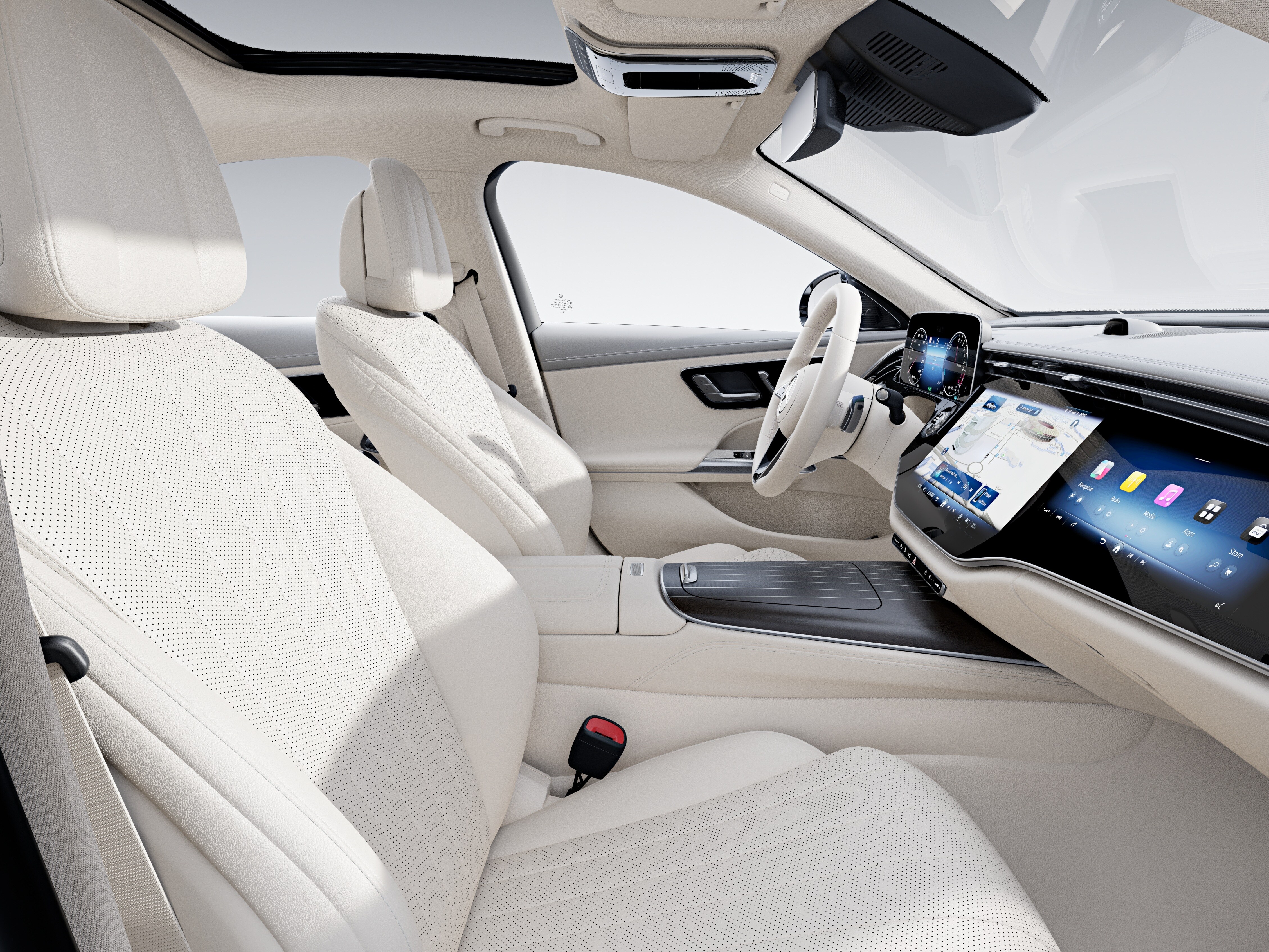 搭配 EXCLUSIVE 配備系列的 Mercedes-Benz E-Class 轎車轎車內裝。
