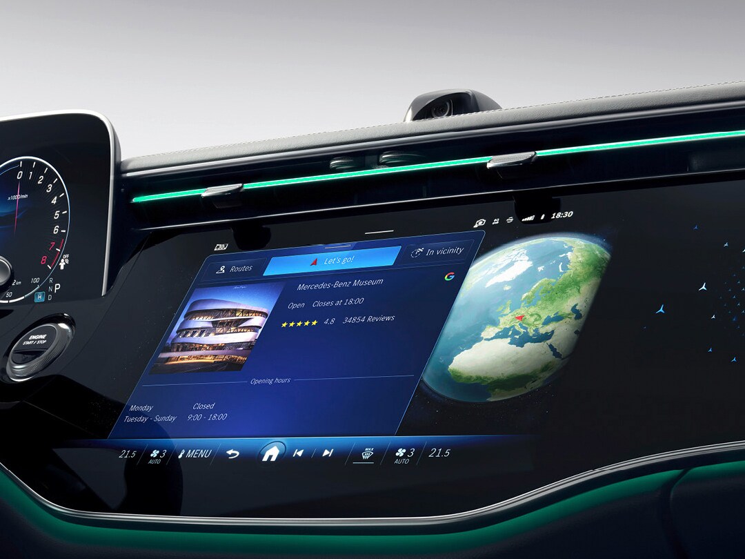 圖五、第一代 MBUX 多媒體系統的車款，透過本次更新將能使用 Google 地圖中的地點詳細資訊