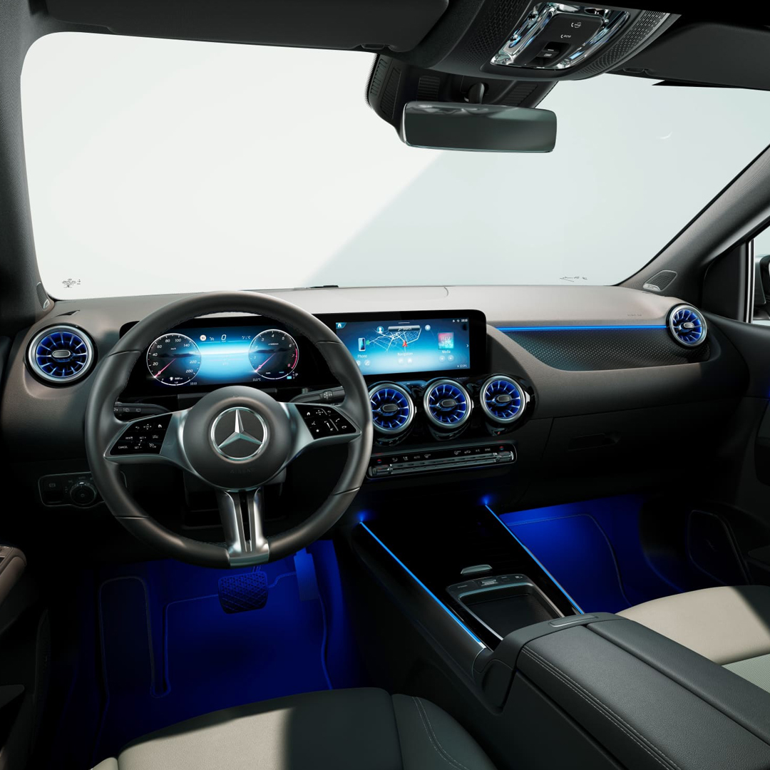 圖五、搭載全新世代 MBUX 2.0 與雙 10.25 吋高解析度螢幕,大幅提升座艙科技氛圍 (圖為B 180 內裝) 圖五、搭載全新世代 MBUX 2.0 與雙 10.25 吋高解析度螢幕,大幅提升座艙科技氛圍 (圖為B 180 內裝)