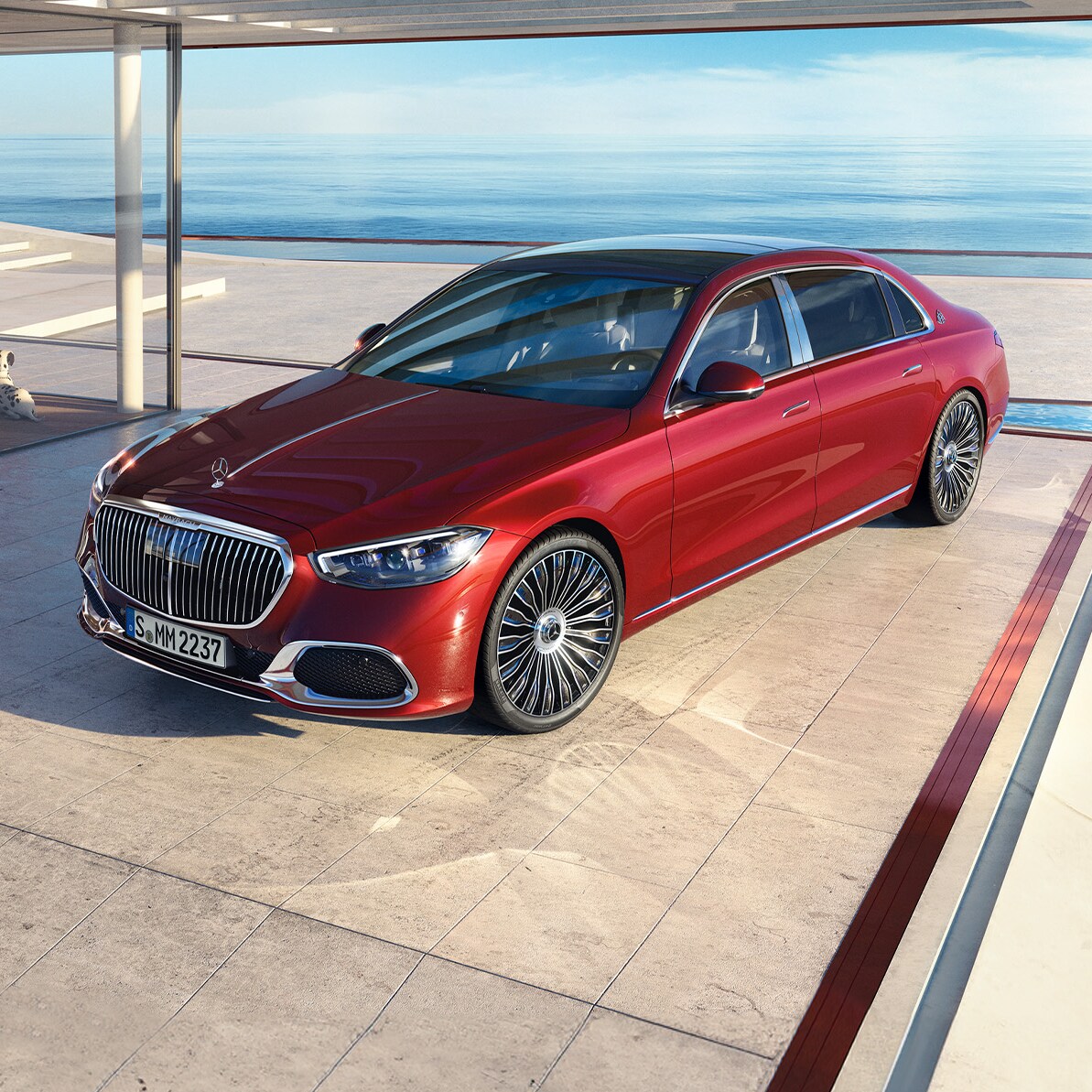 Hood with the central chrome trim strip in the Mercedes-Maybach S-Class