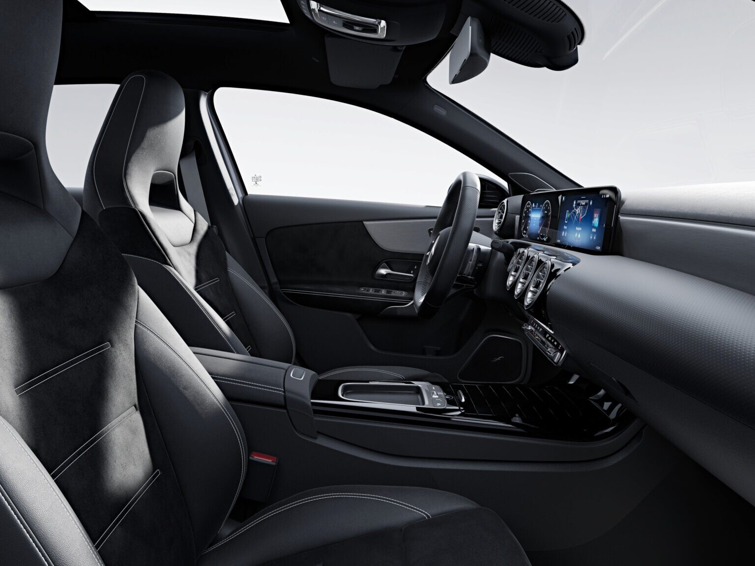 搭配 AMG Line 配備系列的 Mercedes-Benz A-Class 緊湊型轎車內部空間。