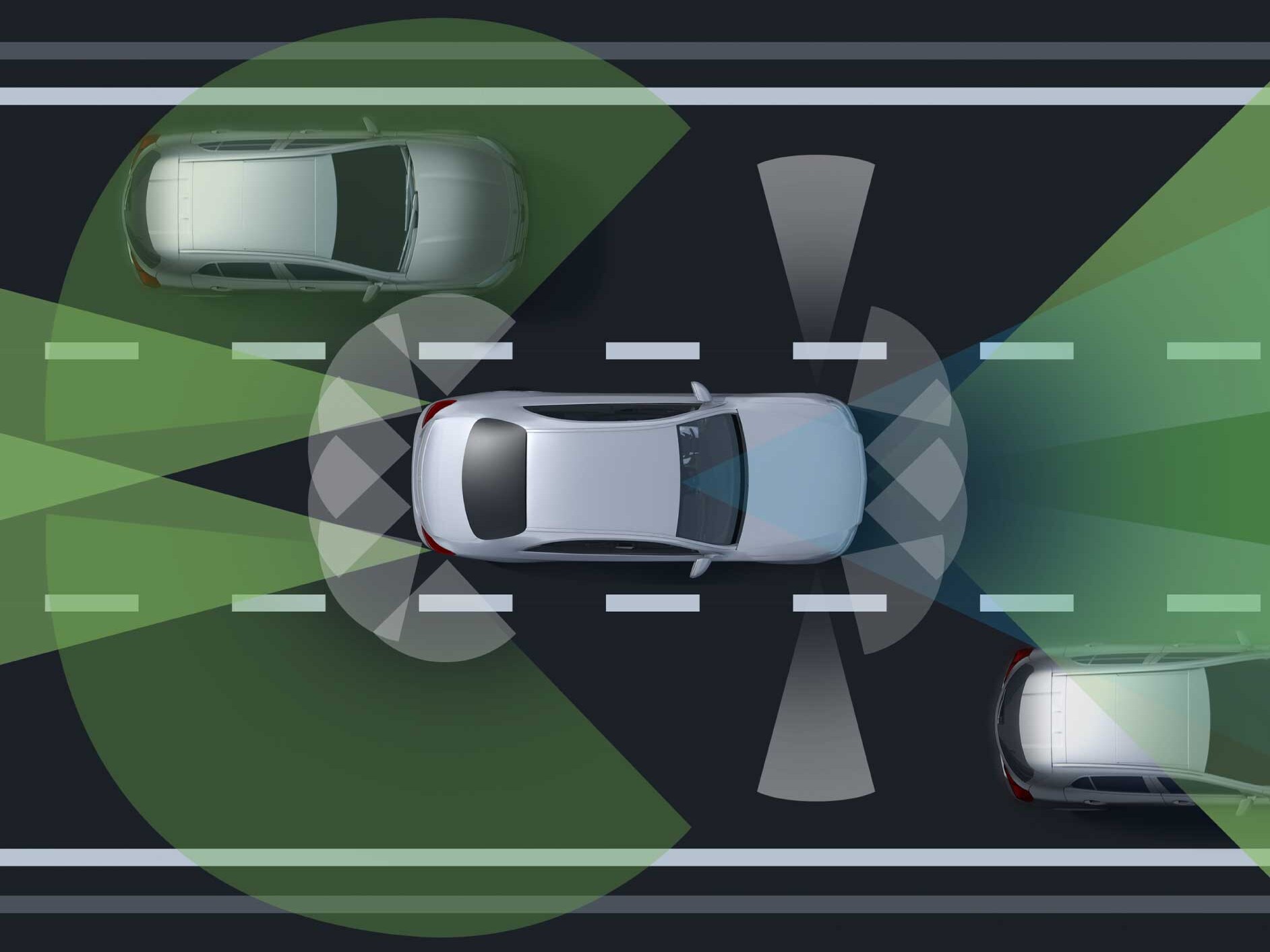 依據 T-Class 的駕駛輔助系統的圖示。
