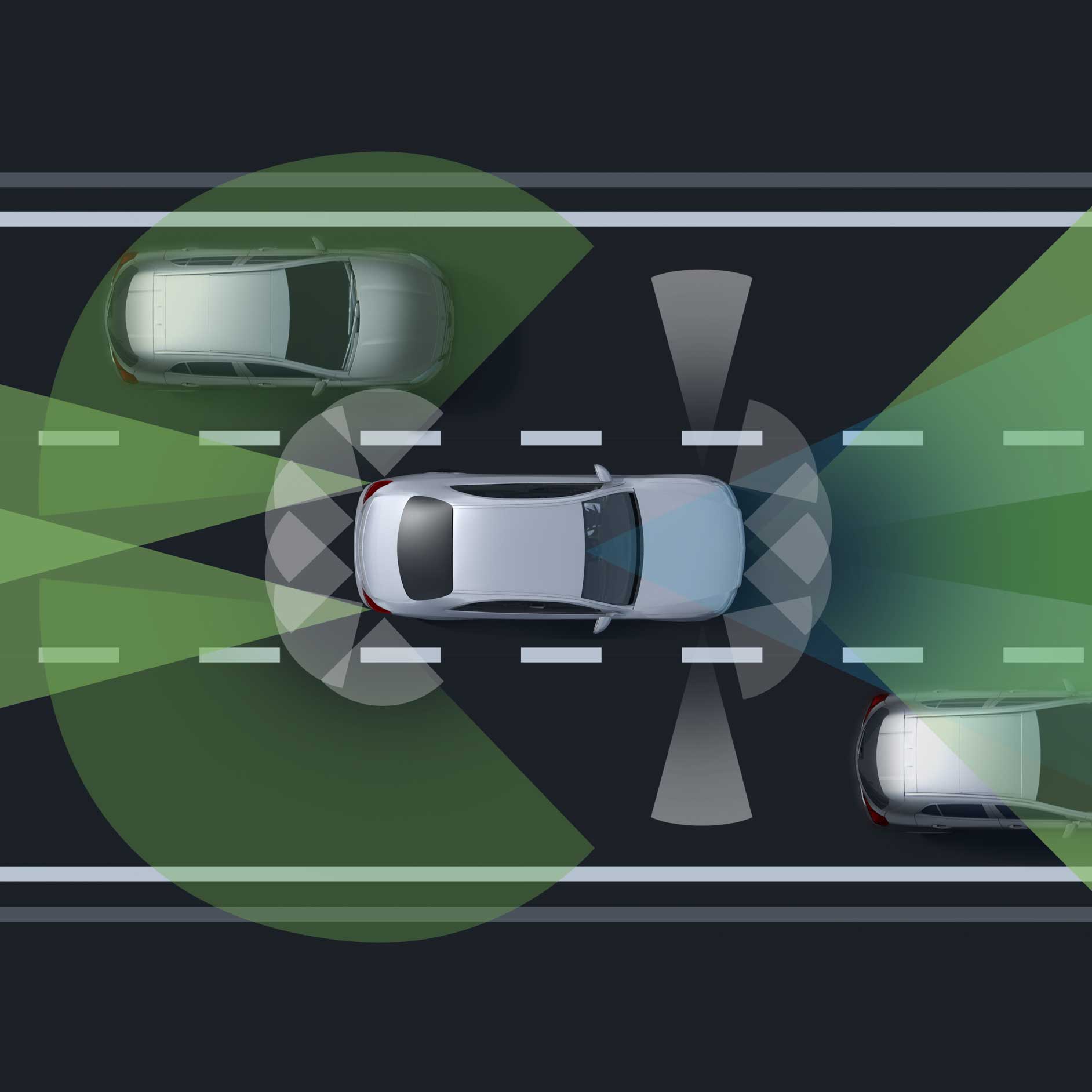 駕駛輔助系統 | T-Class | Mercedes-Benz 商旅車 依據 T-Class 的駕駛輔助系統的圖示。